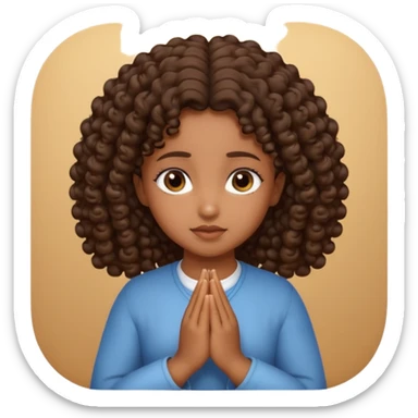 brown girl praying curls sticker