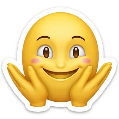 so i want an emoji with the grin from this one 😈 but im normal yellow emoji color with hands like 🙏🏻 but like rubbing together sticker