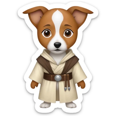 Jack Russell terrier brown spot on left eye/ ear and white the rest of the body as Jedi sticker