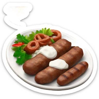 Bosnian national dish cevapi with kaymak sticker