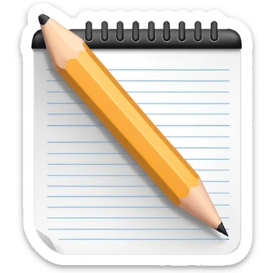 Minimalistic flat vector icon, iOS style, thin black contour on white background. Pencil with sketch lines on paper. No text, no shadows. sticker