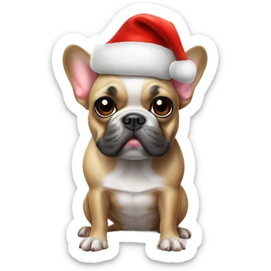 French bulldog in Santa hat sticker
