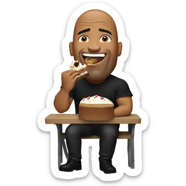The rock eating cake  sticker
