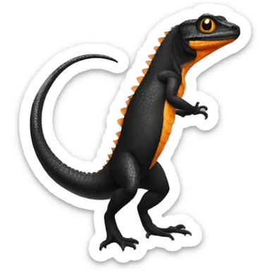 Black Shiny Lizard with Orange belly Full Body sticker