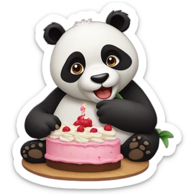 a panda eat a cake sticker