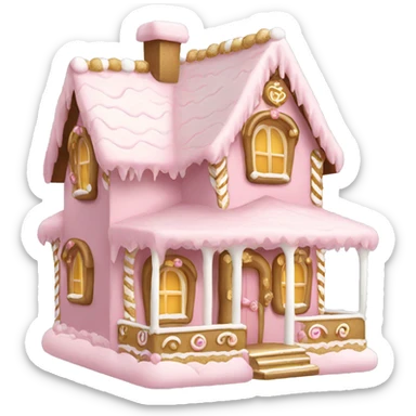 light pink and gold and white gingerbread house sticker