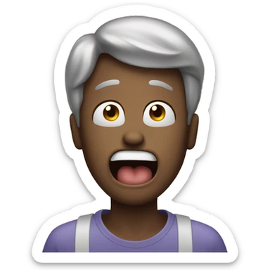 emoji with wide eyes, an open mouth, and hands near the throat, showing mild distress without being graphic. sticker