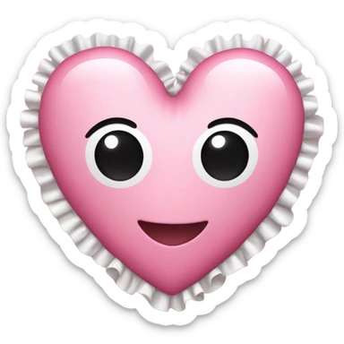 Pink heart with white frill edges sticker