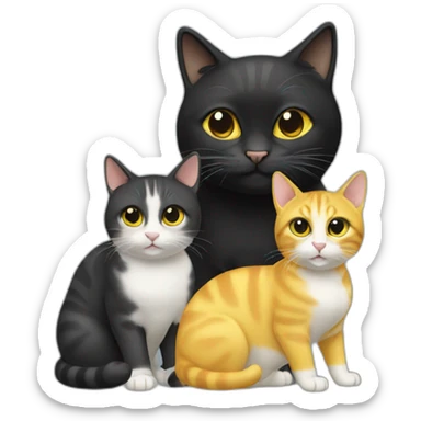 Three cats, 2 yellow and 1 black sticker