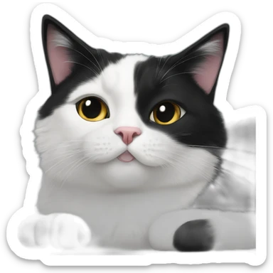 my cat bella purring on my lap black and white cat sticker