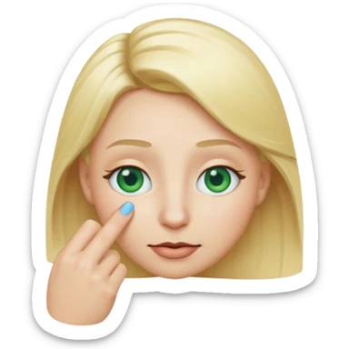 a emoji with two fingers in his nose, make him have a natural white skincolour and blonde hair, blue/green eyes, put the fingers in his nose sticker