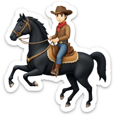 Cowboy montando um cavalo preto  sticker