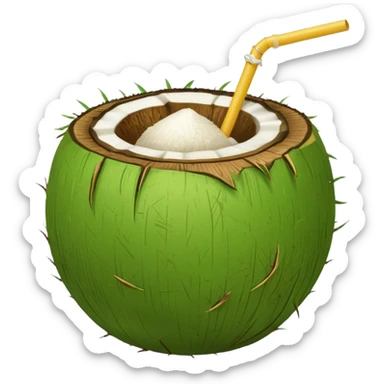 green coconut with straw sticker