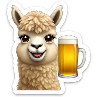 alpaca with a glass of beer in his hand sticker