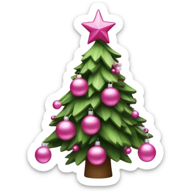 christmas tree with pink ornaments sticker