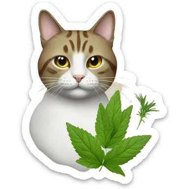 Cat with herbal joint  sticker