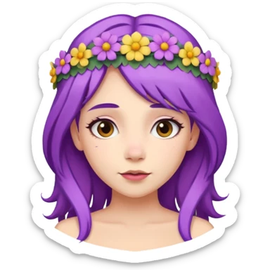 Princesses with Flower Crown in Purple Hair sticker