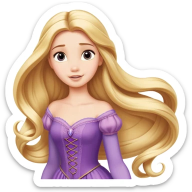 Disney Princess Rapunzel with extremely long flowing blonde hair sticker