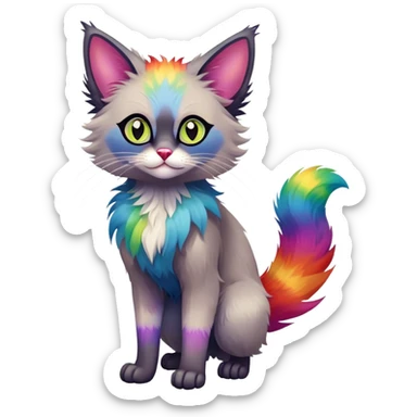 Colorful exotic Fantasy-Ragdoll-Fakémon-Lykoi-feline-hybrid (full body) sticker