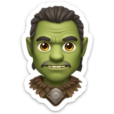 A barbarian half-orc dressed in an animal skin flap sticker