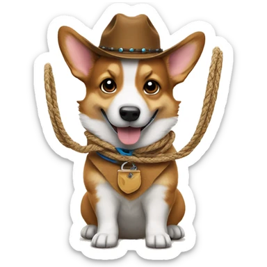 Cowboy corgi with lasso sticker