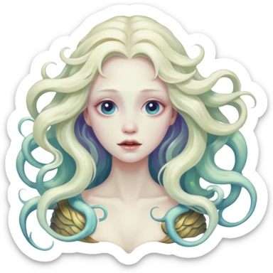 aesthetic brilliant divine lighting, oil paint  -  hieronymus bosch phantasmagoric mutated beautiful ivory sirens sticker