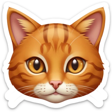 cinematic-cute-ginger-tabby-cat-portrait-emoji,-head-tilted-playfully-and-inquisitively,-sleek-orange-brown-fur-with-bold-tabby-stripes-and-a-distinctive-m-shaped-marking-on-the-forehead,-sparkling-amber-eyes,-simplified-yet-irresistible sticker