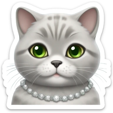 a british shorthair silver chinchila with green eyes dressed in a princess gown sticker