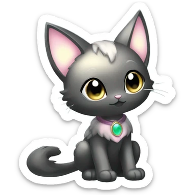 Shiny Shy Cool Black beautiful fantasy Kawaii Ethereal Sona Fakemon-cat-animal Full Body sticker