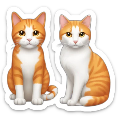 Orange cat and white cat sticker
