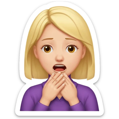 girl cringing with hands around throat sticker