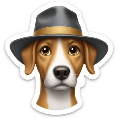 Dog wearing hat sticker
