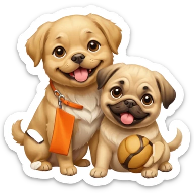 dogs playing sticker