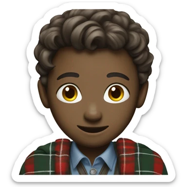 student wearing tartan clothing smiling sticker