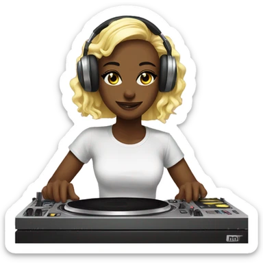 while girl electro dj on turntables Visit > emoji sticker