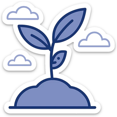 green plant sprout emerging from soil, minimal fresh, modern illustration style sticker