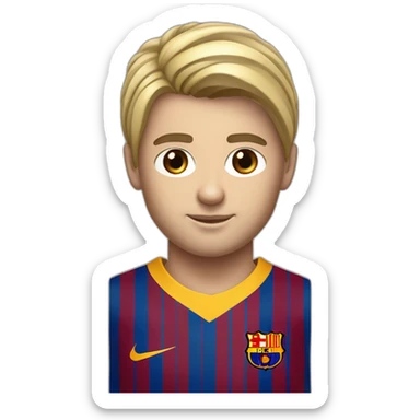 Barcelona player's shirt number 10 and the player's name is amer the player's characteristics are blond hair and white skin sticker