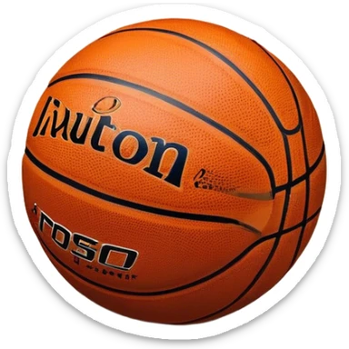 Cinematic Realistic image of a basketball resting on a polished court surface, with finely detailed textures and subtle reflective highlights, evoking a sense of calm before the game’s intensity sticker