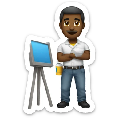 engenheiro usando paint sticker