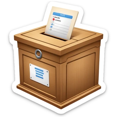 ballot box with voting slip being inserted sticker