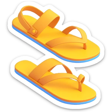 sandal sole with a single strap, minimal detail, 3D iPhone emoji style, viewed from the bottom sticker