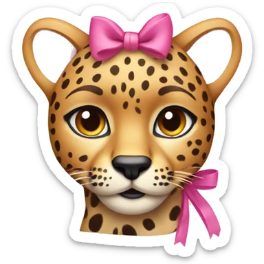 cheetah with pink bow sticker