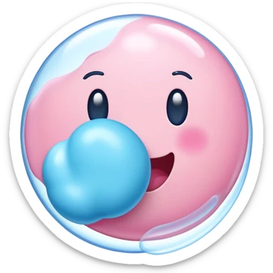 An emoji of a piece of chewing gum, slightly stretched or being blown into a bubble. Soft pastel colors, smooth texture, and a playful design representing gum or bubblegum sticker