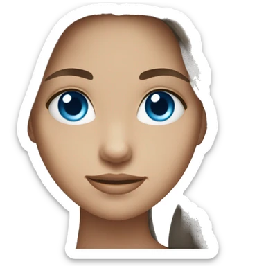 Brunette girl pretty blue eyes long hair sticker