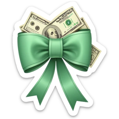 Money rapped in a light pibk bow sticker