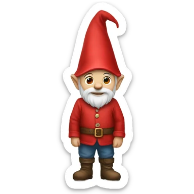 Gnome wearing all red clothes sticker