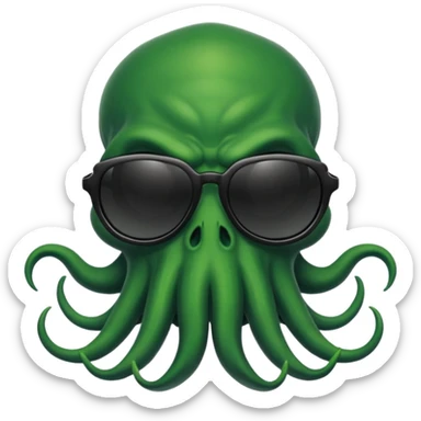 evil cthulhu in cool sunglasses sticker