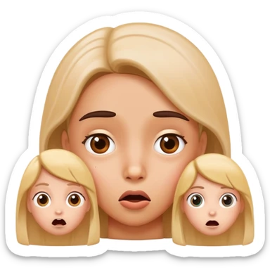 Face with mistake expression saying oops, followed by three girl symbols sticker