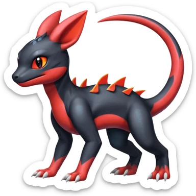 Cute Exotic Colorful Guilmon-Salandit-Umbreon-Charmeleon-Fakémon-hybrid-creature (full body)  sticker