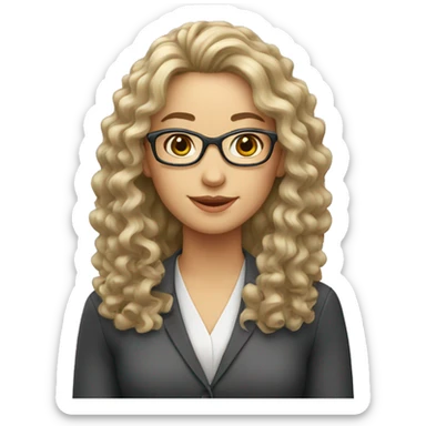 teacher woman, long perm hair sticker